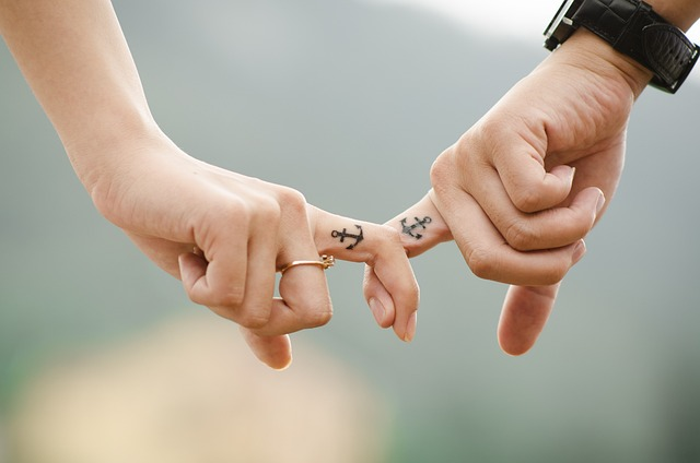 couple, hands, tattoos
