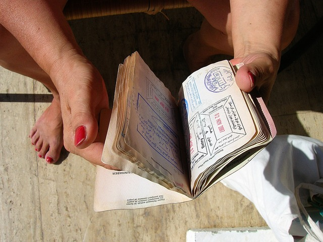 passport, visa, rubber stamp