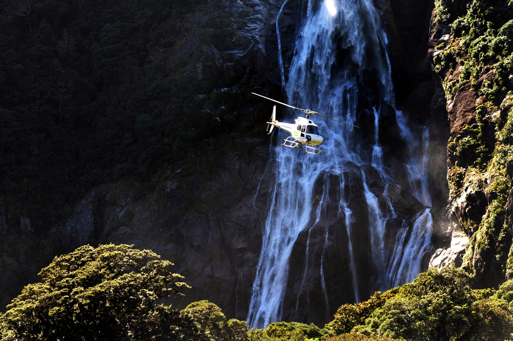 Helicopter tour past Stirling Falls